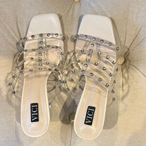 Vici Women's Clear Studded Sandals